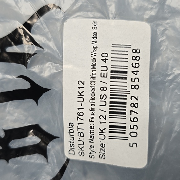 1499 NWT Disturbia Faustina Flocked Chiffon Mock Wrap Midaxi Skirt US 8 - Picture 8 of 8